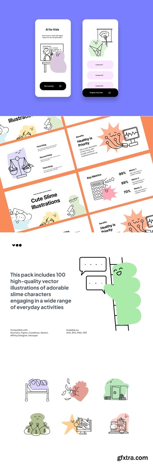 Cute Slime Activities Illustrations