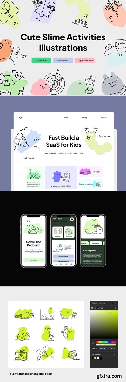 Cute Slime Activities Illustrations