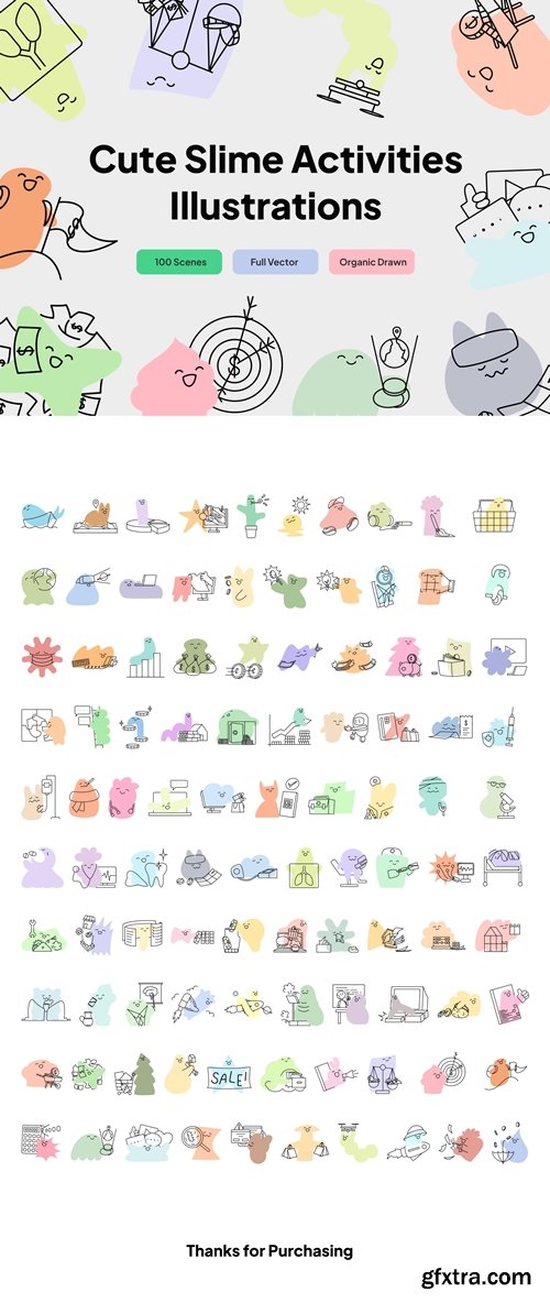 Cute Slime Activities Illustrations