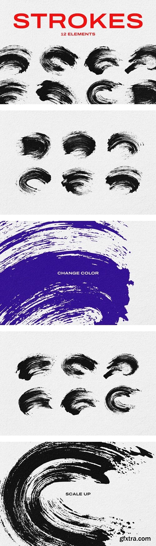 Hand-Painted Brush Stroke Elements 12xPNG