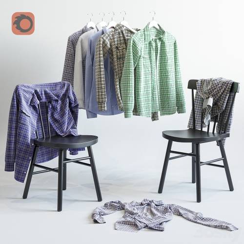 '3dsky Pro - A set of men's shirts and chair IKEA NORRARYD'