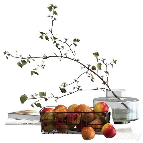 '3dsky Pro - Decorative set with a basket of apples' '3dsky Pro - Decorative set with a basket of apples'
