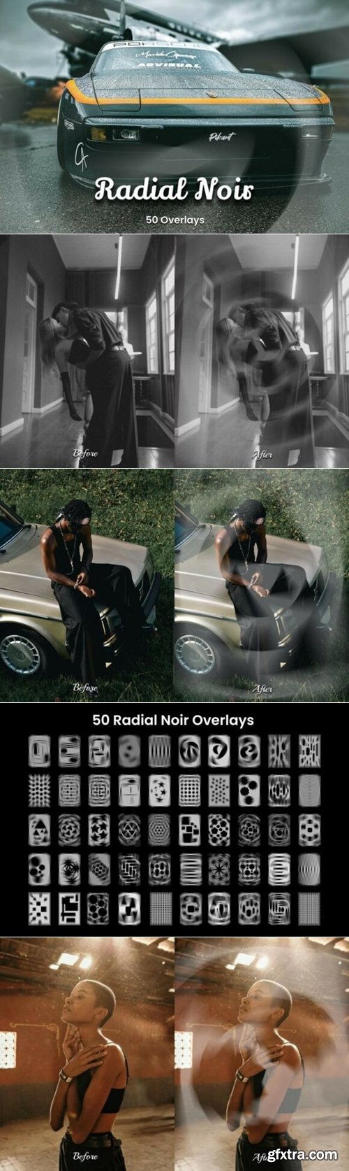 50 Radial Noir Overlays