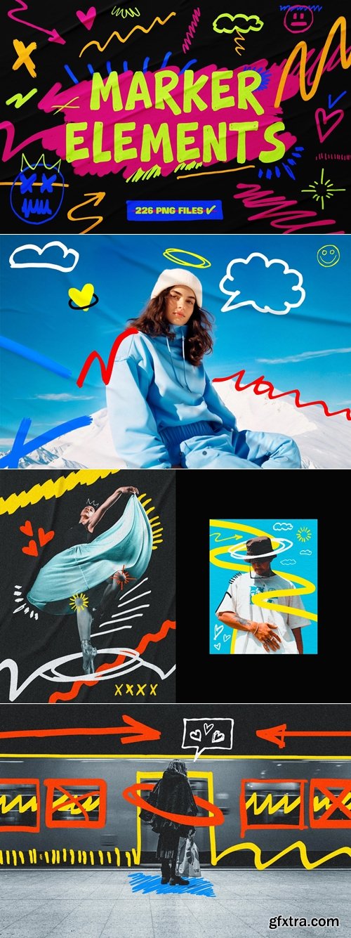 CreativeMarket - 226 PNG Marker Elements