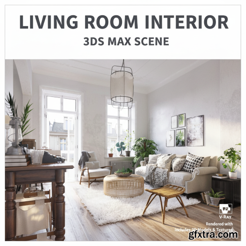 Living room Interior 3ds Max Scene