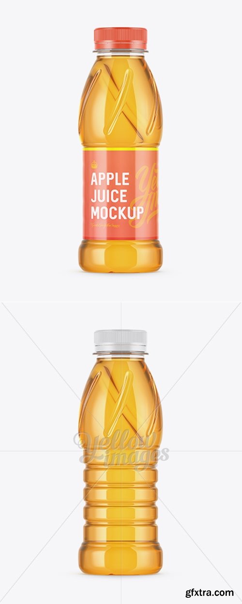 YellowImages - Plastic Bottle W/ Apple Juice Mockup 13544