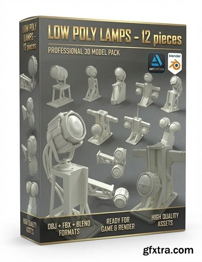 Artstation - Low Poly Lamps - 12 pieces