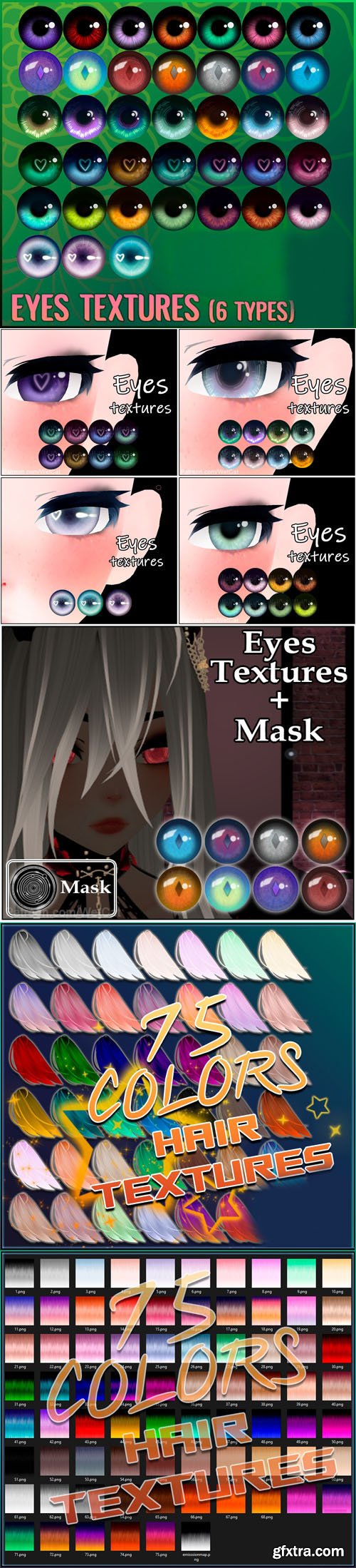 Eyes & Hair Textures (75 Colors)