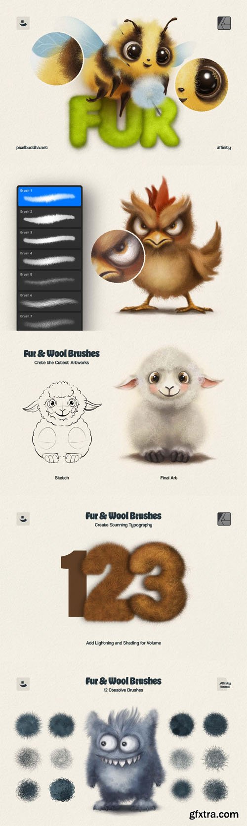 12 Fur Brushes for Affinity