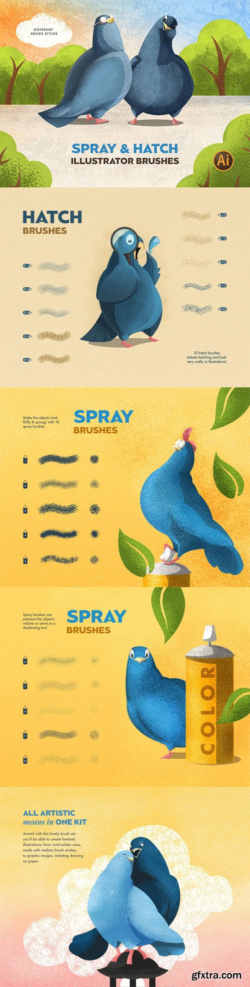 Spray & Hatch Illustrator Brushes