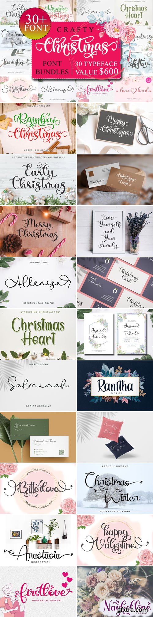 LOVELY CHRISTMAS BUNDLE - 32 Premium Fonts