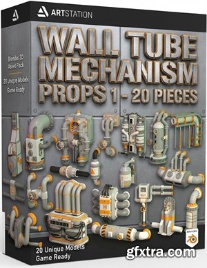 Artstation - Wall Tube Mechanism Props 1 - 20 Pieces