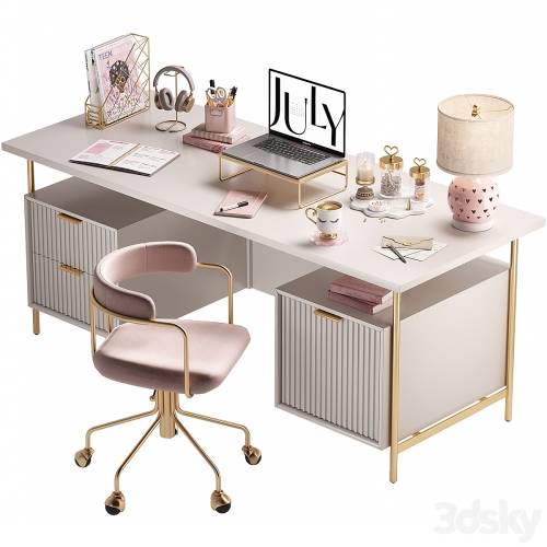 '3dsky Pro - Study Room Desk West Elm For Teenager and Kids_N03'
