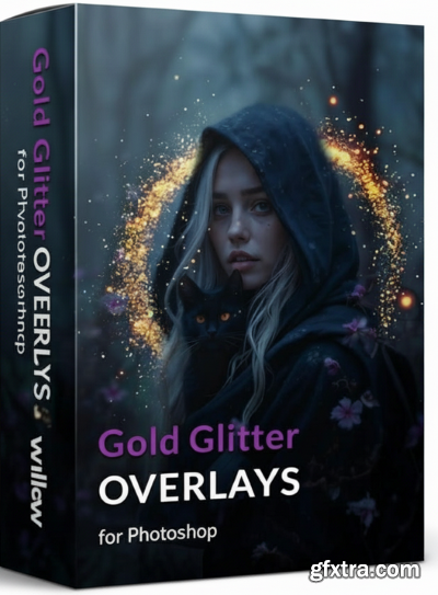 Creativemarket - Gold glitter and sparkle transparent PNG overlays