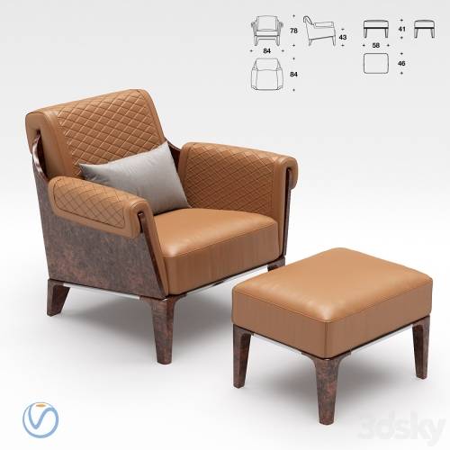 '3dsky Pro - Bentley Home Sherwood ottoman with Armchair'
