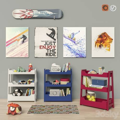 '3dsky Pro - Toys and Small Bookcase (3 colors) set 18'