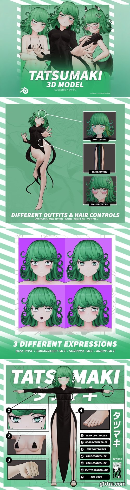 Tatsumaki Model (T Pose + Outfit Variations)