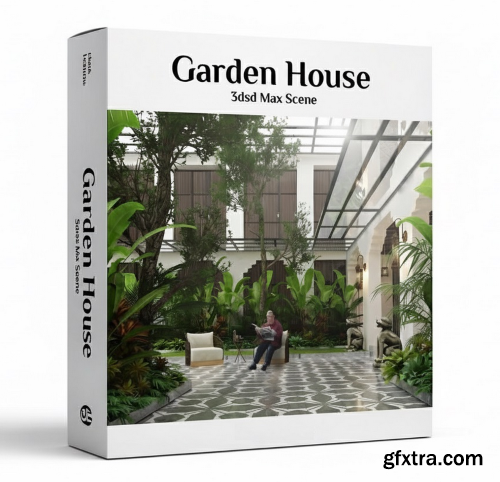 3ds Max Garden House Exterior Scene 04