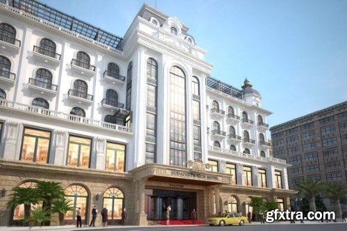 3ds Max Exterior Hotel Scene