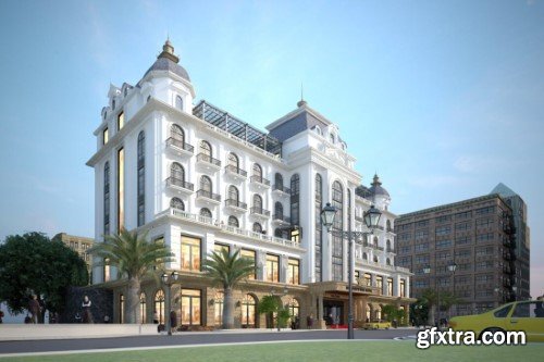 3ds Max Exterior Hotel Scene
