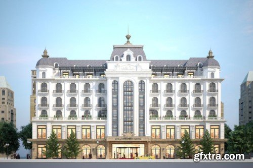 3ds Max Exterior Hotel Scene