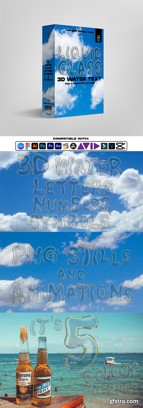Sickboat - 3D Liquid Glass Text PNG + Animations Pack