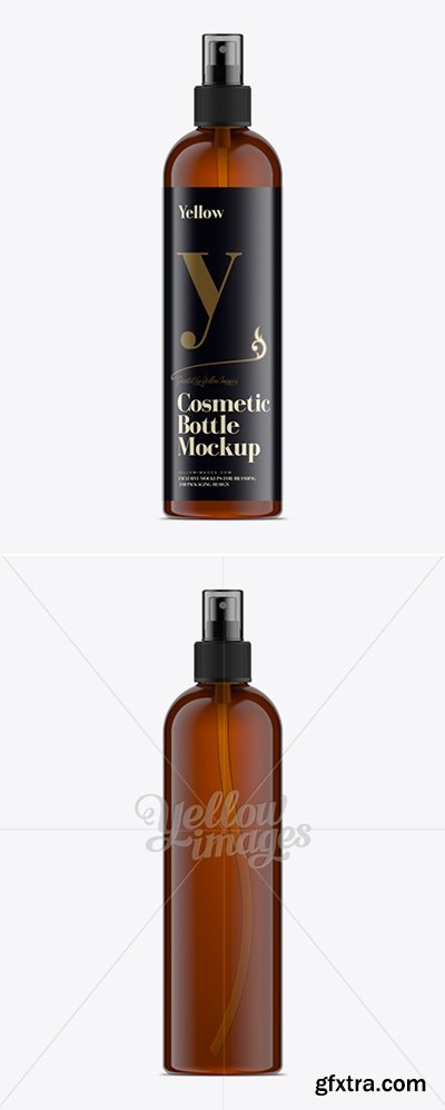 YellowImages - 350ml Amber Plastic Boston Bottle Mock-Up 11497