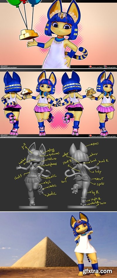 Gumroad -  Ankha 3d model set