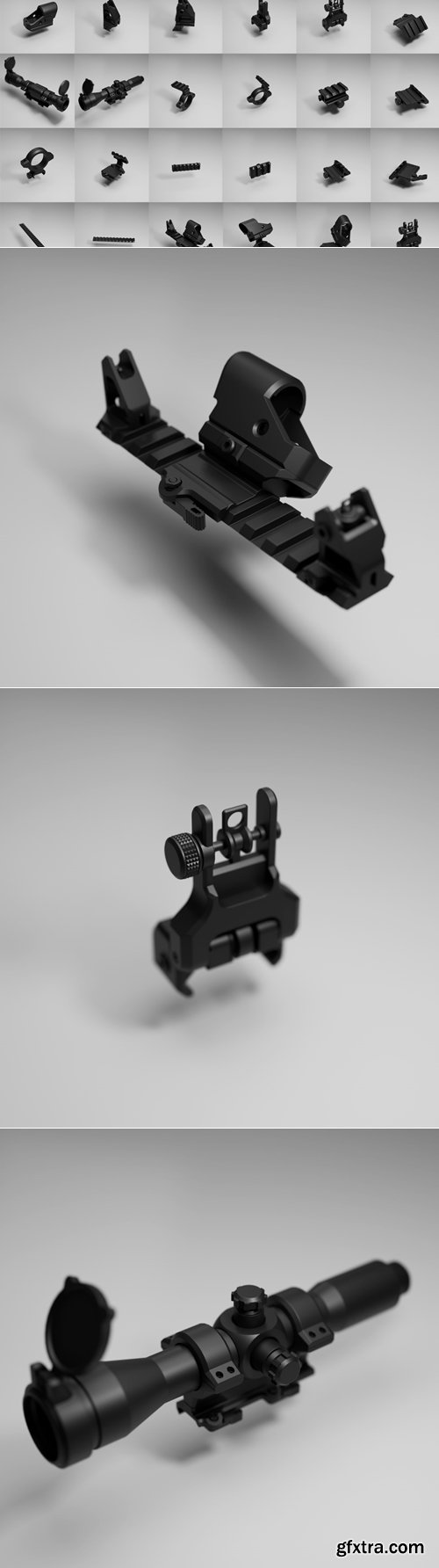 Gumroad - 3D Kitbashing Library - Guns Attachments 01