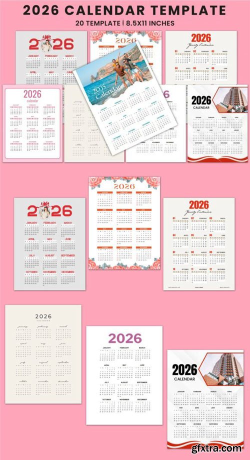 Modern 2026 Calendar Templates - 20 Templates