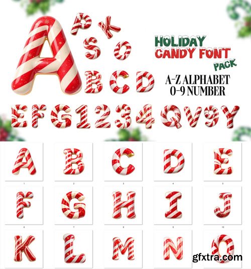 Holiday Candy Stripe Alphabet Font Pack