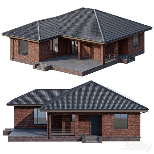 '3dsky Pro - One-story brick house with a terrace'