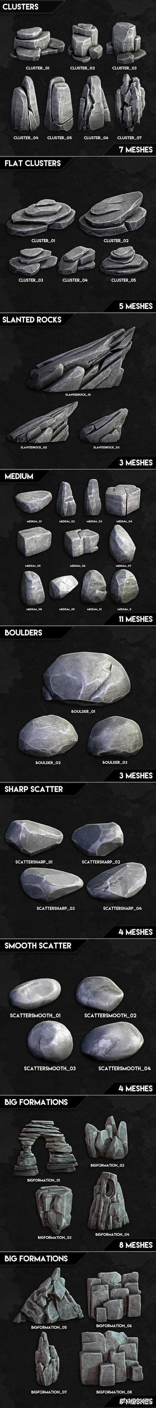 CGTrader - 45 Stylized Rock Asset Pack