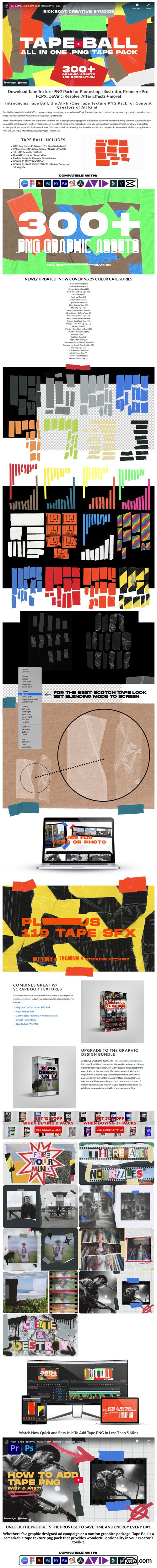 Sickboat - TAPE BALL: ALL-IN-ONE TAPE TEXTURE PNG PACK (10K)