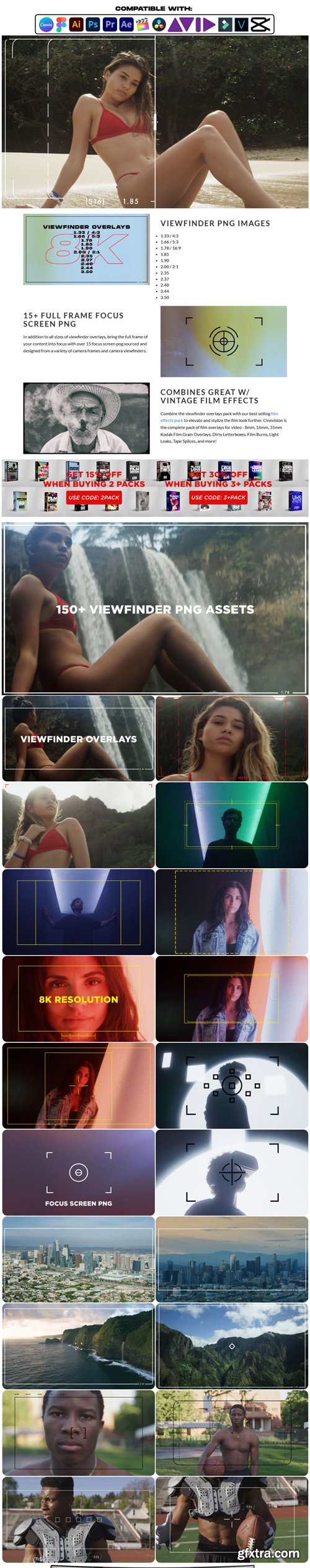 Sickboat - VIEWFINDER OVERLAYS: CAMERA VIEWFINDER PNG + FOCUS SCREEN PNG (8K)