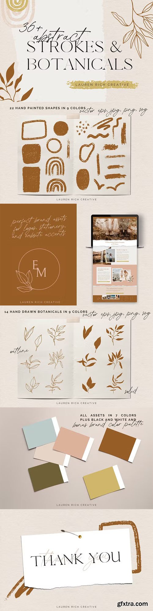 Abstract Brush Strokes & Botanicals Pack