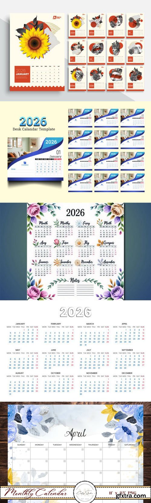 2026 Minimalist Printable Calendars Bundle