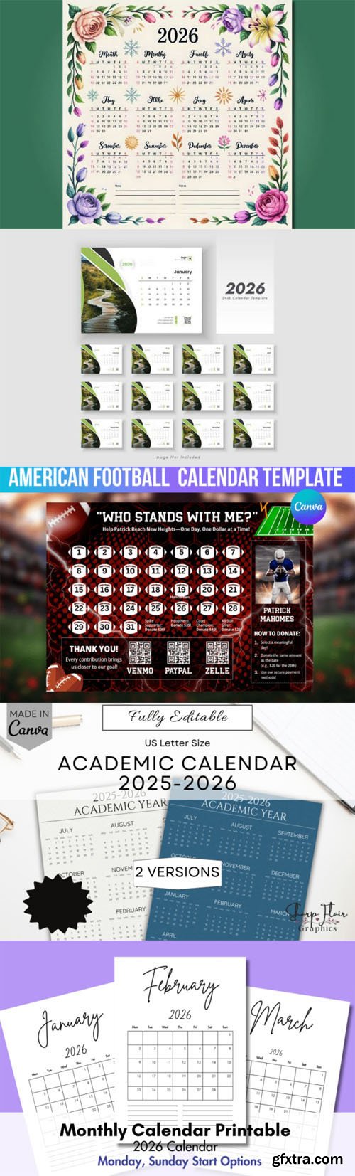 2026 Minimalist Printable Calendars Bundle