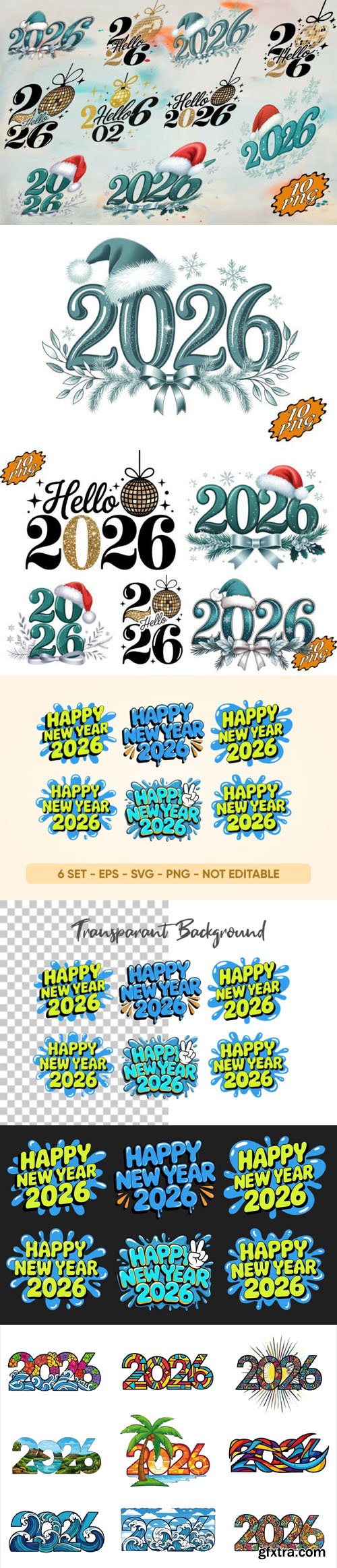 Happy New Year 2026 Stickers Bundle