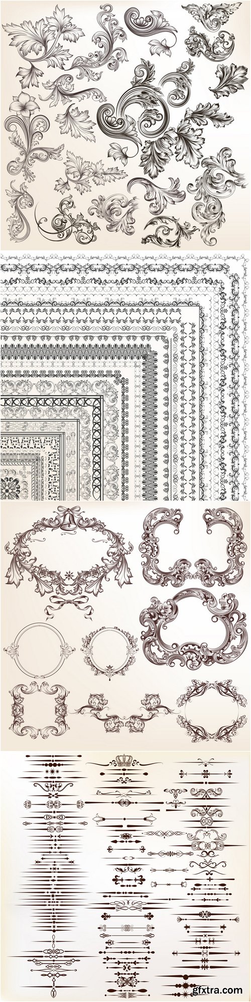 Calligraphic vintage flourishes 20 vector set