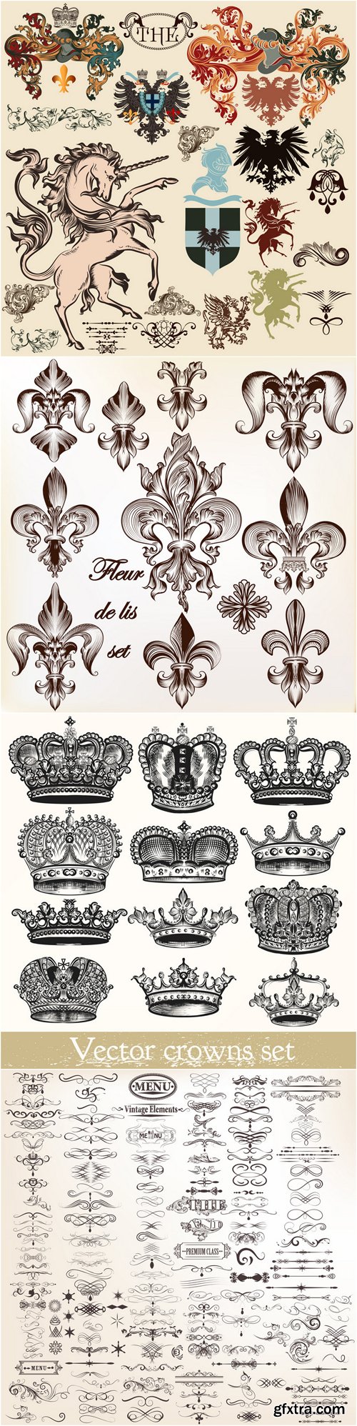 Calligraphic vintage flourishes 20 vector set