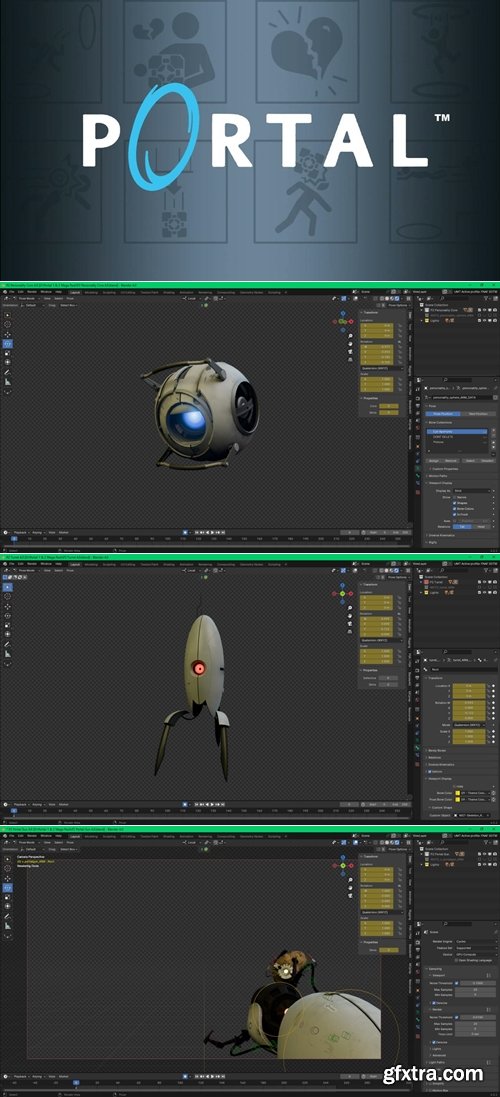 Gumroad - Portal 1 & 2 Blender 3D Models and Rigs