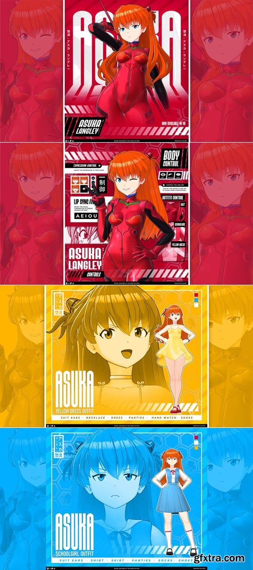 Gumroad - Asuka Langley Model (T Pose + Outfit Variations + VRM Files)