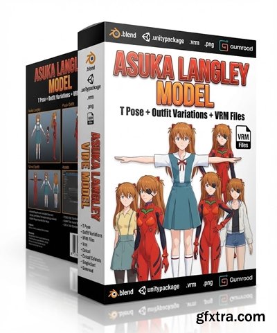 Gumroad - Asuka Langley Model (T Pose + Outfit Variations + VRM Files)