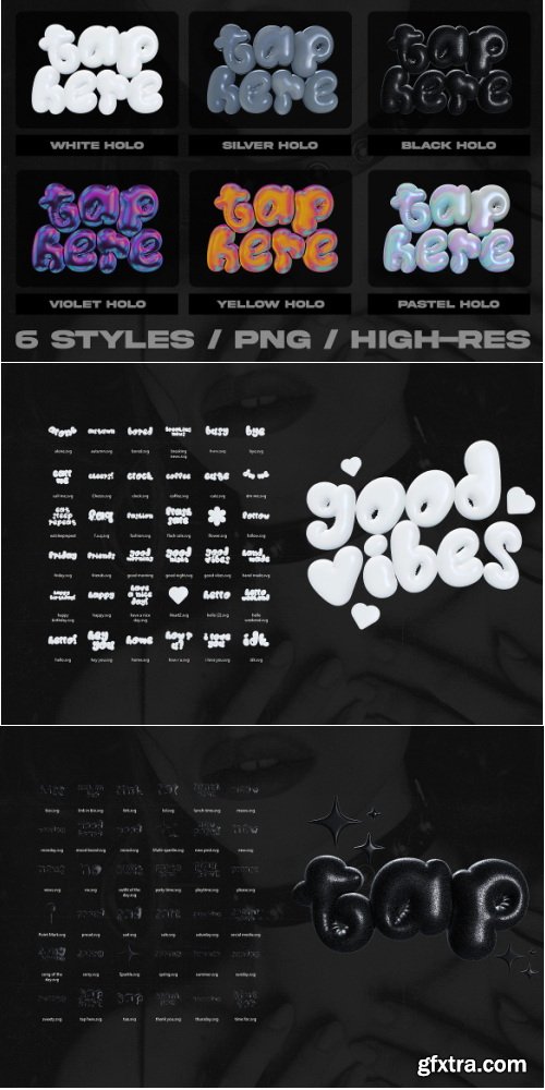 creativemarket - Inflated Stickers - 3D PNG\'s - 42300642