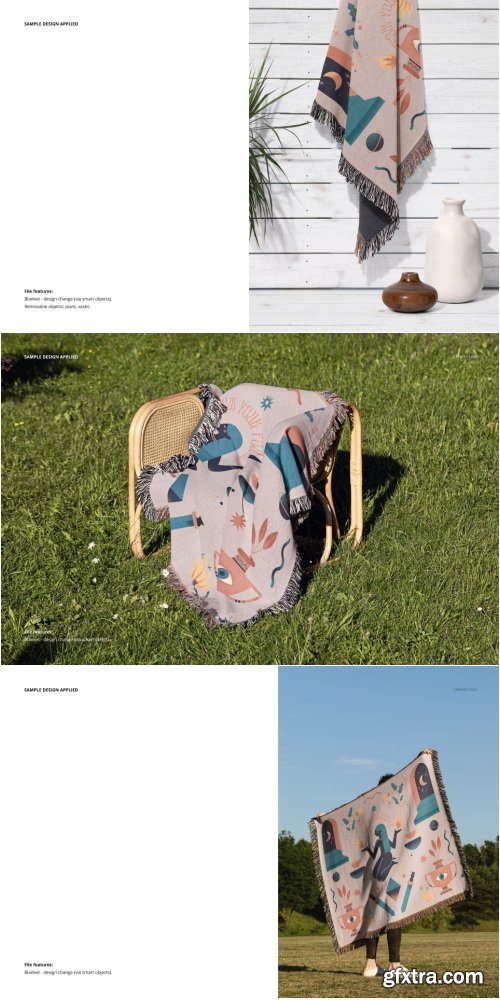 Creatsy - Jacquard Fringed Woven Throw Blanket Mockup Set v.4 - 2114609493