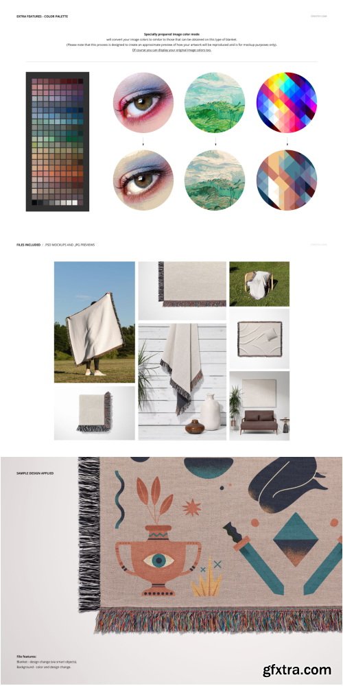 Creatsy - Jacquard Fringed Woven Throw Blanket Mockup Set v.4 - 2114609493