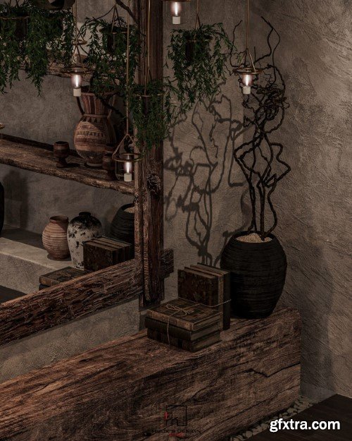 Wabi - Sabi 3ds Max Interior Scene