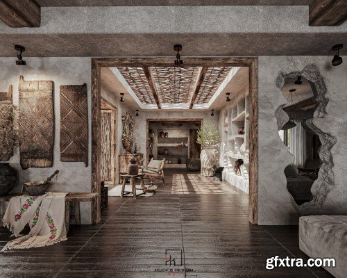 Wabi - Sabi 3ds Max Interior Scene