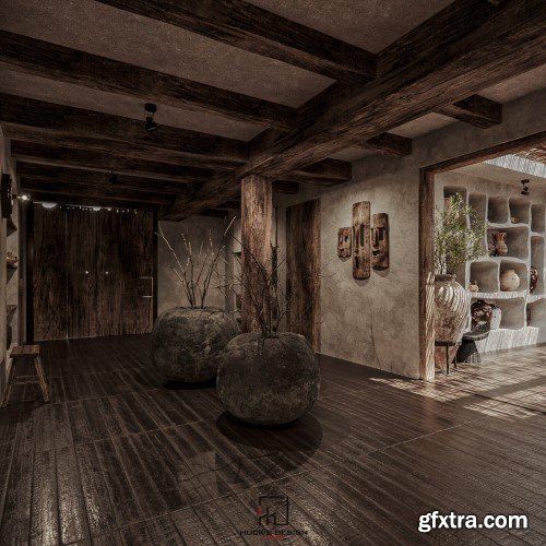 Wabi - Sabi 3ds Max Interior Scene